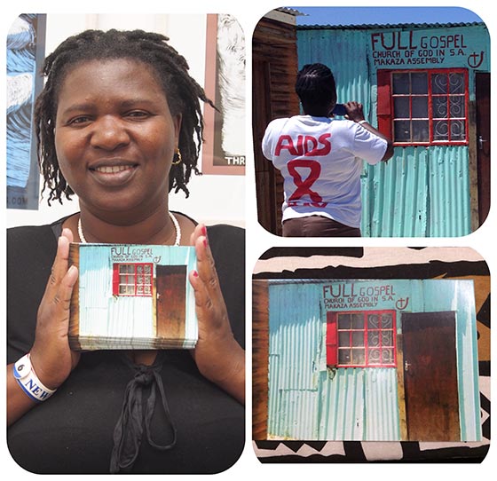 This is Esther Mahlasela, a single mother of 4. Fellow ‘heart of a woman’ South Africa participant Veliswa Wowo took the above photo on the top right. The bottom right photo is of Esther’s postcard. I had no idea that the Full Gospel Church of God was also Esther’s church until after it was printed.  
