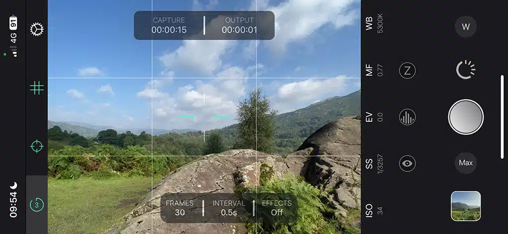 Screenshot of the Reelapse app interface