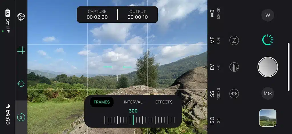 Screenshot of the Reelapse app interface