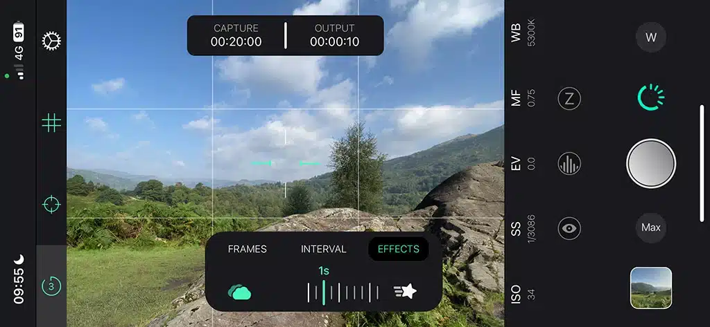 Screenshot of the Reelapse app interface