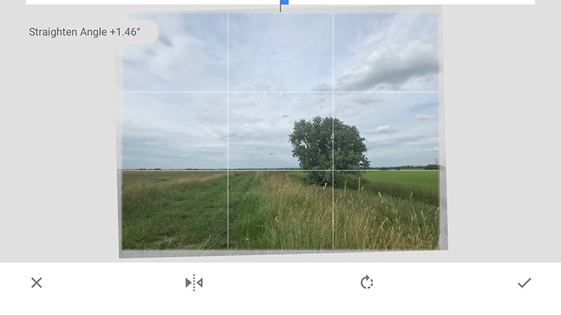 Step 2 - how to straighten a photo screenshot