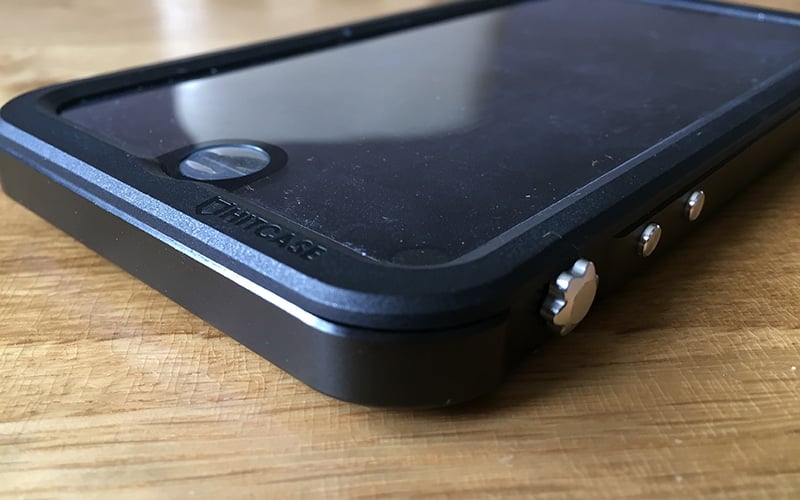 Close up of the seal of the Hitcase Pro iPhone case