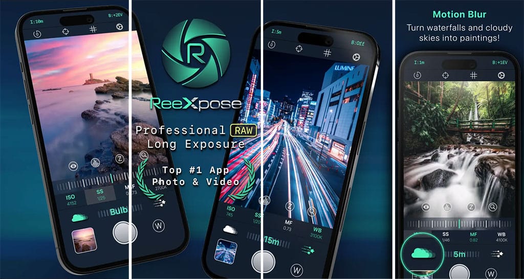 screenshots of the reexpose app